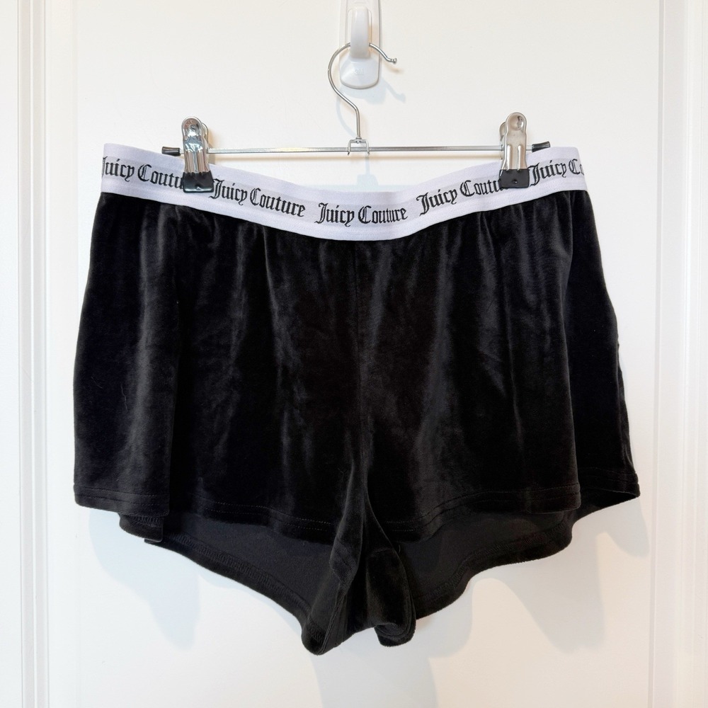 Y2K Juicy Couture Womens Velour Lounge Shorts Large Spell Out Rhinestone Bling